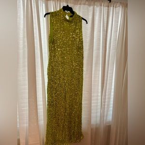 Eloquii size 20 Embellished Netting Dress in Acid Lime (green)
